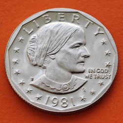 @MUY RARA - TYPE II - CLEAR S@ ESTADOS UNIDOS 1 DOLAR 1981 S SUSAN B. ANTHONY KM.207 MONEDA DE NICKEL PROOF USA 1 Dollar