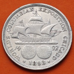 . ESTADOS UNIDOS 1/2 DOLAR 1893 COLUMBIAN EXPOSITION CHICAGO CARABELA KM.117 MONEDA DE PLATA USA Half Dollar Commemorative R/4
