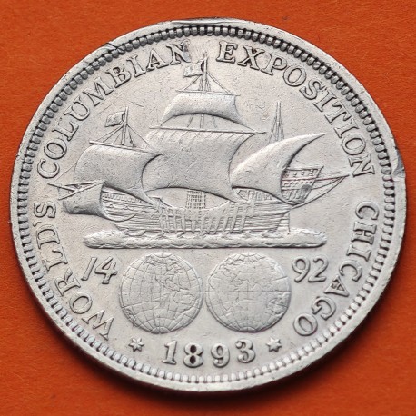 . ESTADOS UNIDOS 1/2 DOLAR 1893 COLUMBIAN EXPOSITION CHICAGO CARABELA KM.117 MONEDA DE PLATA USA Half Dollar Commemorative R/4