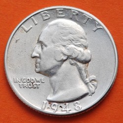 ESTADOS UNIDOS 1/4 DOLAR 1948 S GEORGE WASHINGTON KM.164 MONEDA DE PLATA MBC + PUNTITOS USA silver Quarter dollar