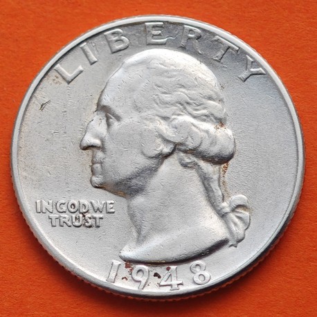 ESTADOS UNIDOS 1/4 DOLAR 1948 S GEORGE WASHINGTON KM.164 MONEDA DE PLATA MBC + PUNTITOS USA silver Quarter dollar