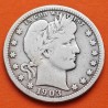 @ESCASA@ ESTADOS UNIDOS 1/4 DOLAR 1903 O BARBER y AGUILA KM.114 MONEDA DE PLATA USA silver Quarter Dollar 25 Centavos