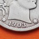 @ESCASA@ ESTADOS UNIDOS 1/4 DOLAR 1903 O BARBER y AGUILA KM.114 MONEDA DE PLATA USA silver Quarter Dollar 25 Centavos