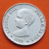 . @RARA VARIANTE@ ESPAÑA Rey ALFONSO XIII 50 CENTIMOS 1892 sobre 1889 * 8 2 PGM Tipo PELON KM.690 MONEDA DE PLATA MBC+