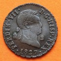 ESPAÑA REY FERNANDO VII 2 MARAVEDIES 1827 Ceca de SEGOVIA KM.487.1 MONEDA DE COBRE MBC + ALABEADA Spain 2 Maravedis R/2