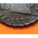 ESPAÑA REY FERNANDO VII 2 MARAVEDIES 1827 Ceca de SEGOVIA KM.487.1 MONEDA DE COBRE MBC + ALABEADA Spain 2 Maravedis R/2