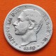 @ESCASA@ ESPAÑA Rey ALFONSO XII 50 CENTIMOS 1885 * 8/6 MSM REY y ESCUDO KM.685 MONEDA DE PLATA MBC- Spain R/3
