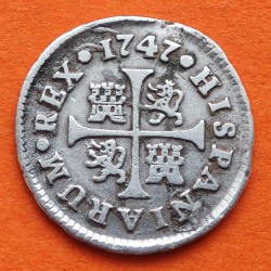 ESPAÑA Rey FERNANDO VI 1/2 REAL 1747 JB Ceca de MEXICO MONEDA DE PLATA @MANCHAS@ Spain silver coin MEDIO