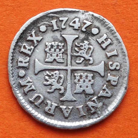 ESPAÑA Rey FERNANDO VI 1/2 REAL 1747 JB Ceca de MEXICO MONEDA DE PLATA @MANCHAS@ Spain silver coin MEDIO