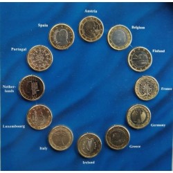 . 12 monedas x 1 EURO 2002 / 1999 EUROPE SET - COLLECTION OF THE 1 EURO COINS MONEDAS SC UNC COINS