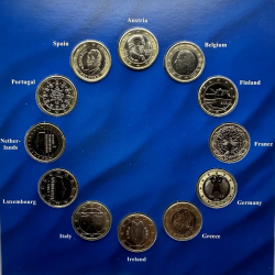 . 12 monedas x 1 EURO 2002 / 1999 EUROPE SET - COLLECTION OF THE 1 EURO COINS MONEDAS SC UNC COINS