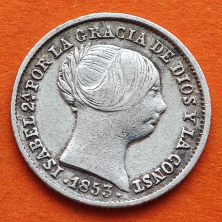 ESPAÑA Reina Isabel II 1 REAL 1853 Ceca de SEVILLA KM.598.3 MONEDA DE PLATA MBC Spain silver coin R/1