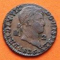 ESPAÑA Rey FERNANDO VII 2 MARAVEDIES 1825 Ceca de SEGOVIA KM.487.1 MONEDA DE COBRE EBC- Spain 2 Maravedis