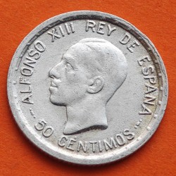 @ÚLTIMA MONEDA DEL REY ALFONSO XIII@ ESPAÑA 50 CENTIMOS 1926 PCS ESCUDO KM.741 MONEDA DE PLATA MBC+ Spain R/3