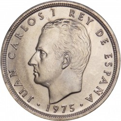 @LA MÁS RARA@ ESPAÑA 50 PESETAS 1975 * 80 JUAN CARLOS I KM.809 MONEDA DE NICKEL SC DE CARTUCHO