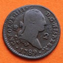 ESPAÑA Rey CARLOS III 2 MARAVEDIES 1789 Ceca de SEGOVIA KM.426 MONEDA DE COBRE Spain 2 Maravedis