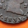 ESPAÑA Rey FERNANDO VII 2 MARAVEDIES 1833 Ceca de SEGOVIA KM.487.1 MONEDA DE COBRE MBC Spain 2 Maravedis R/1
