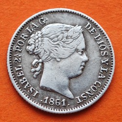 ESPAÑA Reina Isabel II 1 REAL 1861 Ceca de BARCELONA KM.606.1 MONEDA DE PLATA MBC Spain silver coin R/3