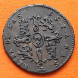 ESPAÑA REINA ISABEL II 2 MARAVEDIES 1839 Ceca de SEGOVIA KM.532.4 MONEDA DE COBRE MBC- Spain 2 Maravedis