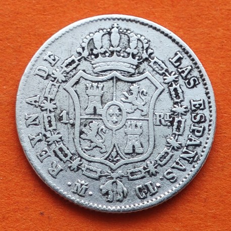 ESPAÑA Reina ISABEL II 1 REAL 1845 CL Ceca de MADRID KM.518.1 MONEDA DE PLATA @ESCASA@ Spain silver coin R/3
