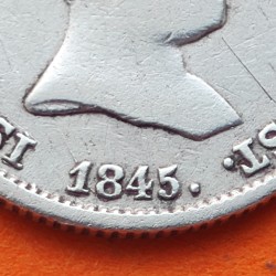 ESPAÑA Reina ISABEL II 1 REAL 1845 CL Ceca de MADRID KM.518.1 MONEDA DE PLATA @ESCASA@ Spain silver coin R/3