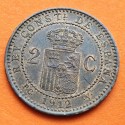 ESPAÑA Rey ALFONSO XIII 2 CENTIMOS 1912 * 12 PCV KM.732 MONEDA DE COBRE EBC/SC- + IMPERFECCIONES R/4