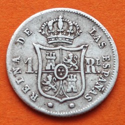 @ÚLTIMO AÑO DE EMISIÓN@ ESPAÑA Reina Isabel II 1 REAL 1864 Ceca de SEVILLA KM.606.3 MONEDA DE PLATA MBC Spain silver coin R/3