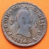 @ESCASA@ ESPAÑA Rey FERNANDO VII 8 MARAVEDIES 1814 J Ceca de JUBIA 1º RETRATO KM.461 MONEDA DE COBRE 8 Maravedis