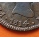 @ESCASA@ ESPAÑA Rey FERNANDO VII 8 MARAVEDIES 1814 J Ceca de JUBIA 1º RETRATO KM.461 MONEDA DE COBRE 8 Maravedis