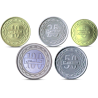 . 5 monedas x BAHRAIN 5 + 10 + 25 + 50 + 100 FILS 1992 y 1995 PALMERA - BARCOS - ESCUDO NICKEL LATÓN y BIMETÁLICA SC