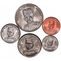 . 5 monedas x SULTANATO DE BRUNEI 1 + 5 + 10 + 20 + 50 SEN 2005 SULTAN HASSANAL BOLKIAH NICKEL y COBRE SC