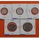 . 5 monedas x SULTANATO DE BRUNEI 1 + 5 + 10 + 20 + 50 SEN 2005 SULTAN HASSANAL BOLKIAH NICKEL y COBRE SC