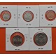 . 5 monedas x SULTANATO DE BRUNEI 1 + 5 + 10 + 20 + 50 SEN 2005 SULTAN HASSANAL BOLKIAH NICKEL y COBRE SC