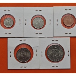 . 5 monedas x SULTANATO DE BRUNEI 1 + 5 + 10 + 20 + 50 SEN 2005 SULTAN HASSANAL BOLKIAH NICKEL y COBRE SC