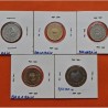 . 5 monedas x BAHRAIN 5 + 10 + 25 + 50 + 100 FILS 1992 y 1995 PALMERA - BARCOS - ESCUDO NICKEL LATÓN y BIMETÁLICA SC