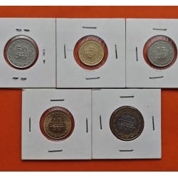 . 5 monedas x BAHRAIN 5 + 10 + 25 + 50 + 100 FILS 1992 y 1995 PALMERA - BARCOS - ESCUDO NICKEL LATÓN y BIMETÁLICA SC