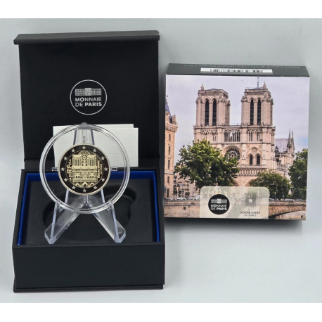 . @0PROOF - ESTUCHE@ FRANCIA 2 EUROS 2025 NOTRE DAMME 2ª MONEDA CONMEMORATIVA France
