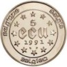 @ESTUCHE y CERTIFICADO@ BELGICA 5 ECU 1991 CARLOMAGNO EMPERADOR KM.183 MONEDA DE PLATA PROOF Belgium silver