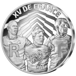 . @2 MONEDAS - RUGBY@ FRANCIA 10 EUROS 2022 CAMPEONATO MUNDIAL - EQUIPO NACIONAL y LOGO PLATA ESTUCHE France