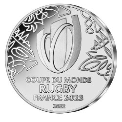 . @2 MONEDAS - RUGBY@ FRANCIA 10 EUROS 2022 CAMPEONATO MUNDIAL - EQUIPO NACIONAL y LOGO PLATA ESTUCHE France