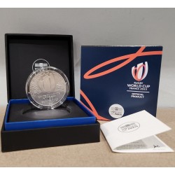 . @2 MONEDAS - RUGBY@ FRANCIA 10 EUROS 2022 CAMPEONATO MUNDIAL - EQUIPO NACIONAL y LOGO PLATA ESTUCHE France