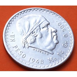 MEXICO 1 PESO 1948 MORELOS y PAVON KM.456 MONEDA DE PLATA EBC- Mejico silver coin R/3