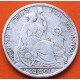 @ESCASA@ PERU 1/2 SOL 1923 DAMA SENTADA y ESCUDO KM.216 MONEDA DE PLATA BAJA República Peruana