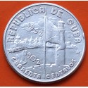 CUBA 40 CENTAVOS 1952 BANDERA - ARBOL - 50 AÑOS DE LIBERTAD y PROGRESO KM.25 MONEDA DE PLATA MBC+ @ESCASA@ silver coin R/1