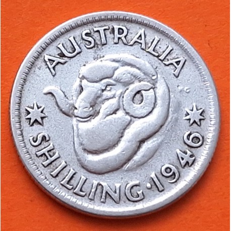 AUSTRALIA 1 SHILLING 1946 Ceca de MELBOURNE CARNERO REY JORGE VI KM.39A MONEDA DE PLATA MBC- silver coin