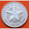 @ESCASA@ CUBA 20 CENTAVOS 1948 PATRIA y LIBERTAD ESTRELLA KM.13.2 MONEDA DE PLATA EBC- Caribe Havana silver