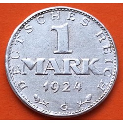 ALEMANIA 1 MARCO 1924 G ÁGUILA - República del WEIMAR KM.42 MONEDA DE PLATA MBC Germany 1 Mark