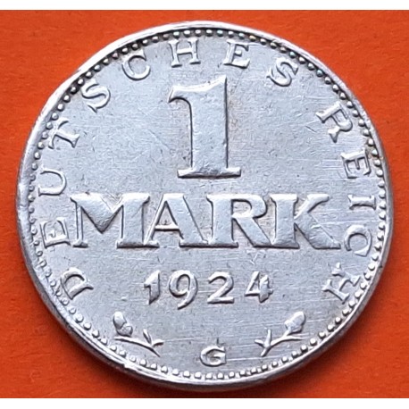 ALEMANIA 1 MARCO 1924 G ÁGUILA - República del WEIMAR KM.42 MONEDA DE PLATA MBC Germany 1 Mark