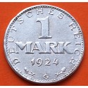 ALEMANIA 1 MARCO 1924 G ÁGUILA - República del WEIMAR KM.42 MONEDA DE PLATA MBC Germany 1 Mark