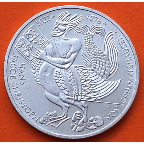 ALEMANIA 5 MARCOS 1976 D MONSTRUO DE LOS HERMANOS GRIMM KM.144 MONEDA DE PLATA SC- Germany 5 Marks SILVER